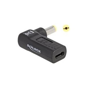 Delock - Netzteil - USB-C (Buchse) auf DC-Buchse 5,5 x 1,7 mm (Stecker) - 19 V - 3 A - gewinkelt - schwarz