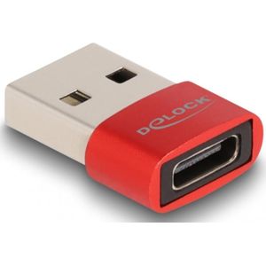 Delock 60050 USB 2.0 Adapter USB Type-A male naar USB Type-C female rood
