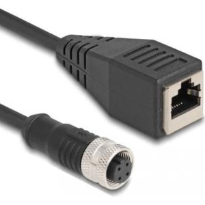 Delock M12 Adapter Cable D-coded 4 pin female to RJ45 female 50 cm