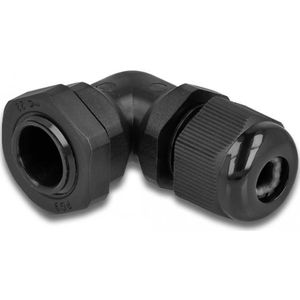 Kabel - Haakse Kabelwartel - Zwart - Kunststof - IP68