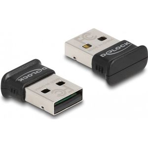 Delock USB Bluetooth 5.0 Adapter Klasse 1 in Micro uitvoering (Zender en ontvanger), Bluetooth audio-adapters, Zwart