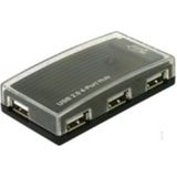 DeLOCK - USB Hub - Zwart - 4 Poorten - USB2.0, Externe Voeding, Datasnelheid tot 480 Mbit/s