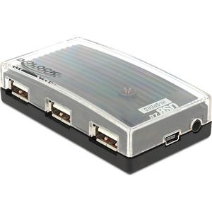 DeLOCK - USB Hub - Zwart - 4 Poorten - USB2.0, Externe Voeding, Datasnelheid tot 480 Mbit/s