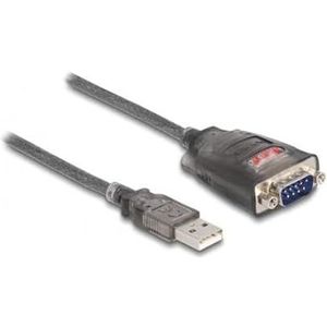 DELOCK Adapter USB 2.0 type A naar 1 x Serial RS-232 D-Sub 9-polige stekker met moeren met 3 x LED 0,2 m merk