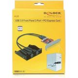 DeLOCK - USB 3.0 Front Panel - Input Adapter - Zwart - 2-Port Incl. PCI Express Card