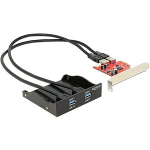 DeLOCK - USB 3.0 Front Panel - Input Adapter - Zwart - 2-Port Incl. PCI Express Card
