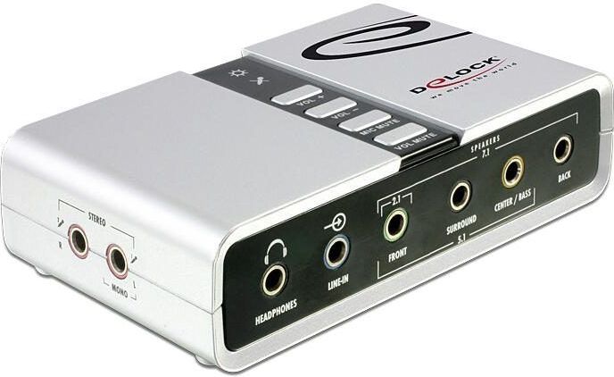 DeLOCK - USB2.0 - Externe Geluidskaart - Grijs - Voor 2.1 Stereo en 5.1/7.1 Surround