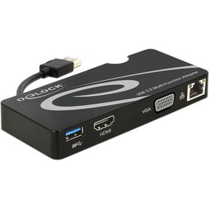 Delock - USB 3.0 Docking - Docking Station - Zwart - 4 Havens, Gigabit LAN, HDMI Aansluiting