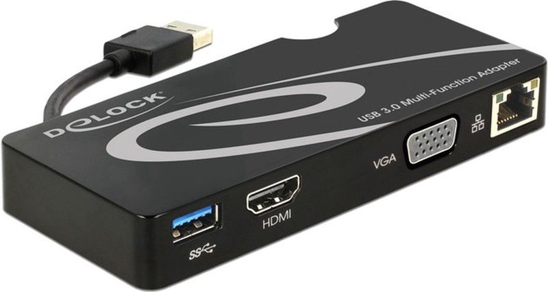 Delock - USB 3.0 Docking - Docking Station - Zwart - 4 Havens, Gigabit LAN, HDMI Aansluiting