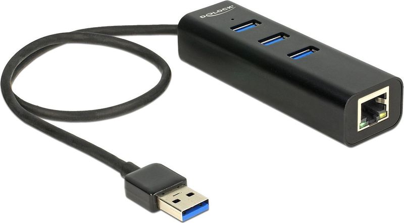 DeLOCK - USB naar RJ45 Gigabit LAN Adapter - USB3.0 Hub - 0,35 Meter