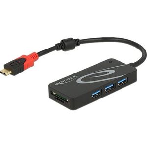 USB-HUB Delock USB3.1 TypeC -> 3x TypeA +2x Slot SD zwart
