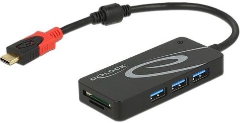Delock - 62900 - USB Hub - Zwart - 3 x USB Type-A + 2 Slots SD-kaartlezer
