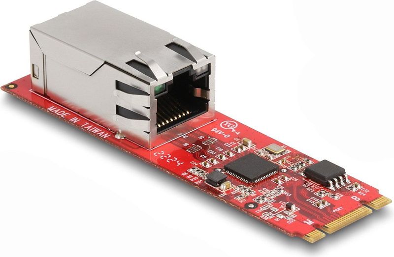 Delock - Converter M.2 - 1 x RJ45 2,5 Gigabit LAN - Rood