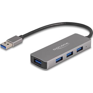 Delock - 63171 - USB Hub - Grijs - 4-poorts USB 5 Gbps met metalen behuizing