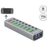 DeLOCK Externer USB 3.2 Gen 1 Hub mit 7 Ports und USB-C PD 3.0 Port + 1 Schnellladeport