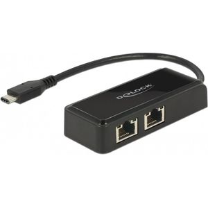 DeLOCK - 63927 - Tussenstuk - Zwart - USB 3.1 Gen 1 Type-C - 2x RJ-45