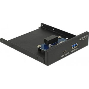 Delock - USB 3.1/2.0 Hub - Voorpaneel - Zwart - 1 x USB Type-A, 1 x USB Type-C, 5 Gbps