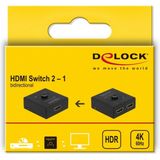 Delock - 64072 - HDMI 2 - 1 Schakelaar - Bidirectioneel - 4K 60 Hz - Compact