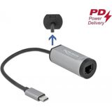 Delock - Netwerkadapter - Grijs - USB-C naar Gigabit LAN met Power Delivery