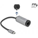 Delock - Netwerkadapter - Grijs - USB-C naar Gigabit LAN met Power Delivery