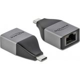 Delock - USB Type-C™ Adapter - Grijs/Zwart - Gigabit LAN 10/100/1000 Mbps