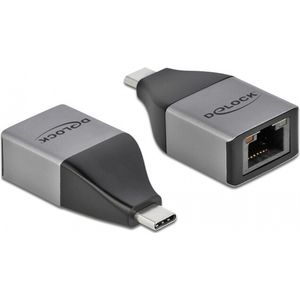Delock - USB Type-C™ Adapter - Grijs/Zwart - Gigabit LAN 10/100/1000 Mbps