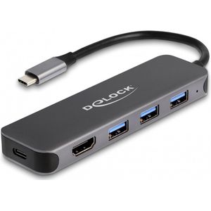 3 Poort USB Hub en 4K HDMI-uitgang met USB Type-C-verbinding en PD 85 Watt