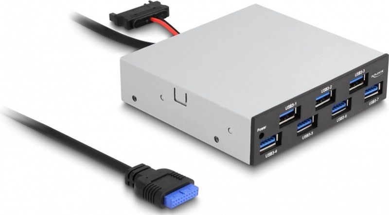 Delock - 3,5 inch - USB Hub - Zwart - 7 x USB 5 Gbps Type-A, Hot Swap, Plug & Play