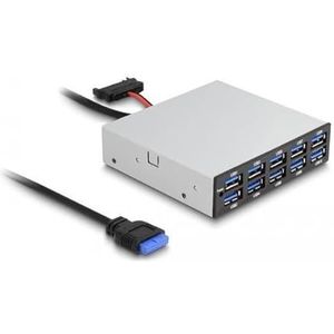 DeLOCK 64208 interface hub USB pin header (19 pin) 5000 Mbit/s Zwart, Grijs