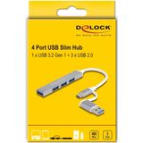 Delock - Slim - Docking Station + USB-Hub - Grijs - 4 USB Type-A Aansluitingen