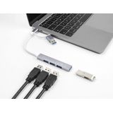 Delock - Slim - Docking Station + USB-Hub - Grijs - 4 USB Type-A Aansluitingen