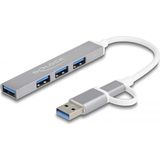 Delock - Slim - Docking Station + USB-Hub - Grijs - 4 USB Type-A Aansluitingen