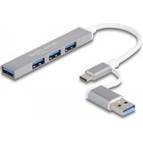 Delock - Slim - Docking Station + USB-Hub - Grijs - 4 USB Type-A Aansluitingen