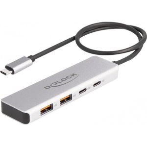 Delock - Helper - Docking Station - Grijs - USB-C - 4 Havens