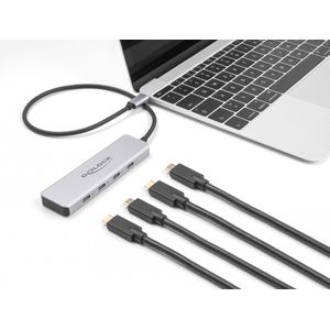 Delock - USB Hub - Grijs - Aluminium - 4 x USB Type-C