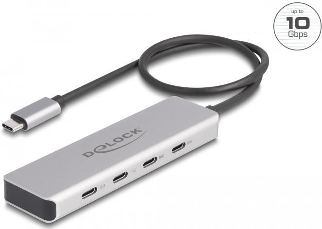 Delock 64231 USB 10 Gbps USB Type-C Hub met 4 x USB Type-C female met 35cm aansluitkabel