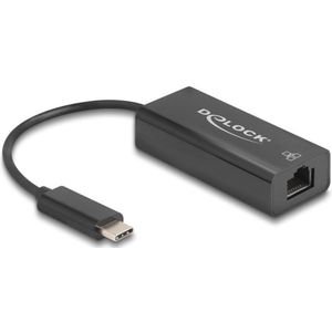 Delock - USB 2.0 Type-C Adapter - Zwart - Netwerkadapter - 10/100 Mbps LAN