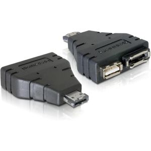 Power over eSATA (eSATAp) naar eSATA en USB-A adapter - SATA300 - 3 Gbit/s / zwart