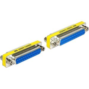 Delock 65483 adapterkabel – adapter voor kabel (Sub-D 25, Sub-D 25, blauw, zilver, geel, vrouwelijk/vrouwelijk, polybag)