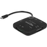 DeLOCK Micro USB OTG Kaartlezer - 3-Poorts USB Hub - Zwart