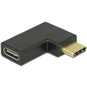Premium USB-C naar USB-C adapter - haaks naar links/rechts - USB3.2 (tot 10 Gbit/s) - PD tot 20V/5A / zwart