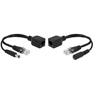 Passieve Power over Ethernet (PoE) adapter kit - RJ45 + DC 5,5 x 2,1 mm / zwart - 0,20 meter