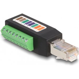 Delock - Terminalblokadapter - Zwart - RJ45 Plug Cat.5E tot 90°