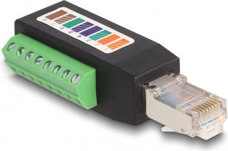 Delock - Terminalblokadapter - Zwart - RJ45 Plug Cat.5E tot 90°