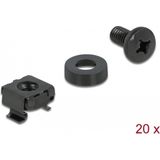 Delock - Bevestigingsset - Zwart - Staal en Kunststof - 20 x Schroef, 20 x Cage Moer, 20 x Ring
