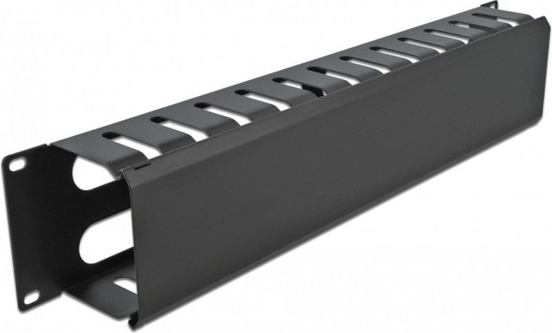 Delock - 19 Inch Kabelbeheerrouteringspaneel - Zwart - 4 Openingen - Metaal