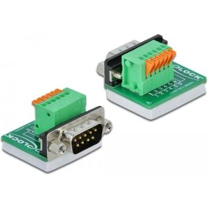 Delock D-Sub 9 Stecker auf Klemmleiste mit Druckknopf vertikal - Deloc