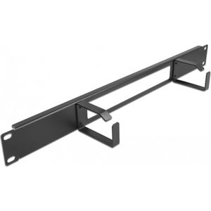 19 ″ kabelbeheerrouteringspaneel met opening en 2 haken 1u zwart