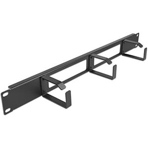 19 ″ kabelbeheerrouteringspaneel met 2 openingen en 3 haken 1u zwart
