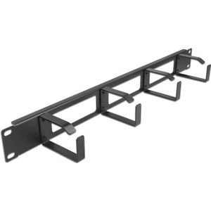 19 ″ kabelbeheerrouteringspaneel met 3 openingen en 4 haken 1u zwart